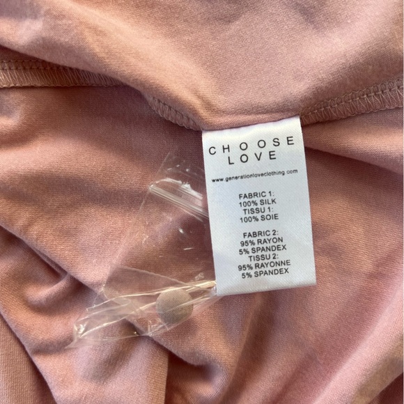 Generation Love NWT 100% Silk Joni Top Long Sleeves, Light Pink, size L - Picture 10 of 10